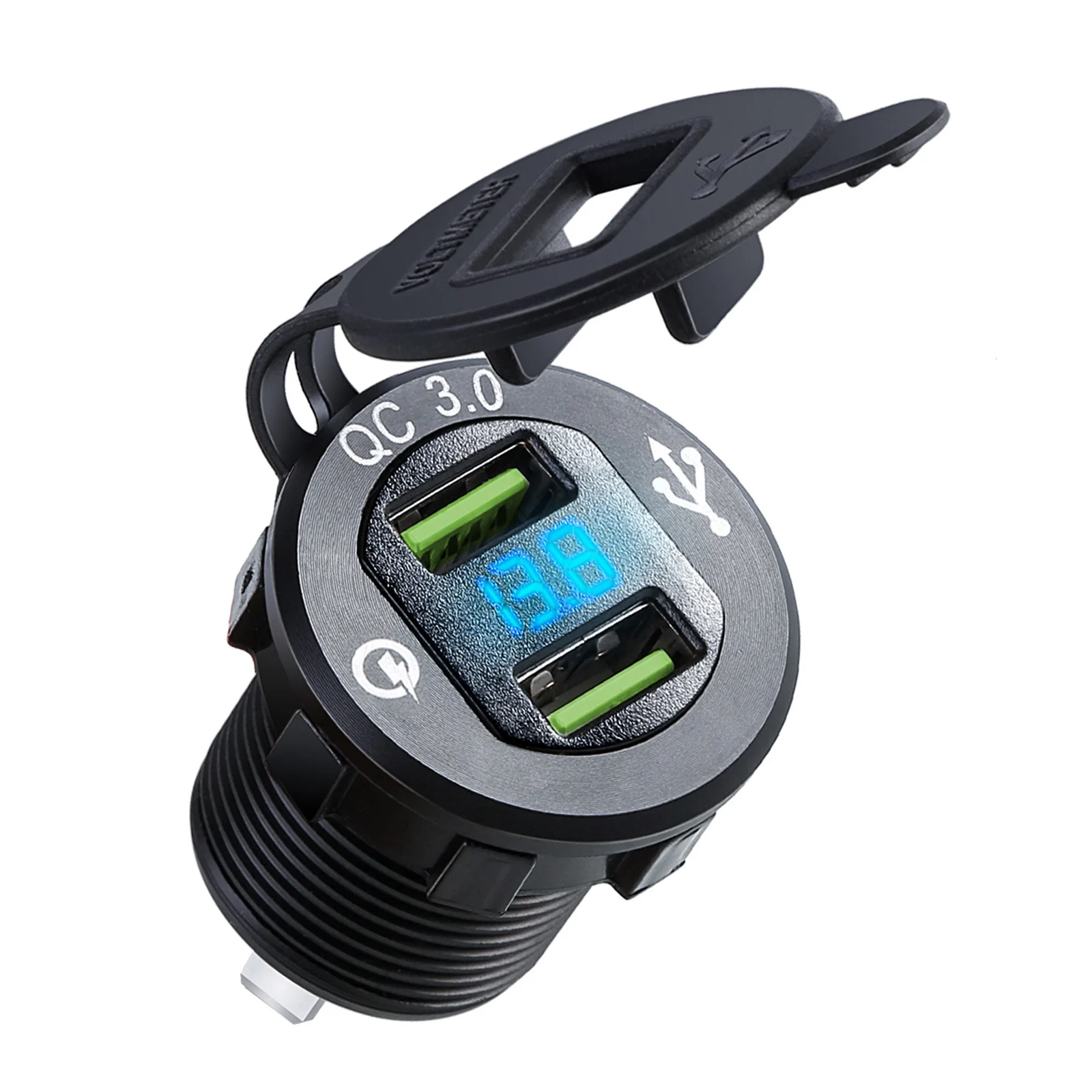 QC 3 0 5V/1.5A автомобиля Зарядное устройство с цифровой вольтметр двойной USB гнездо