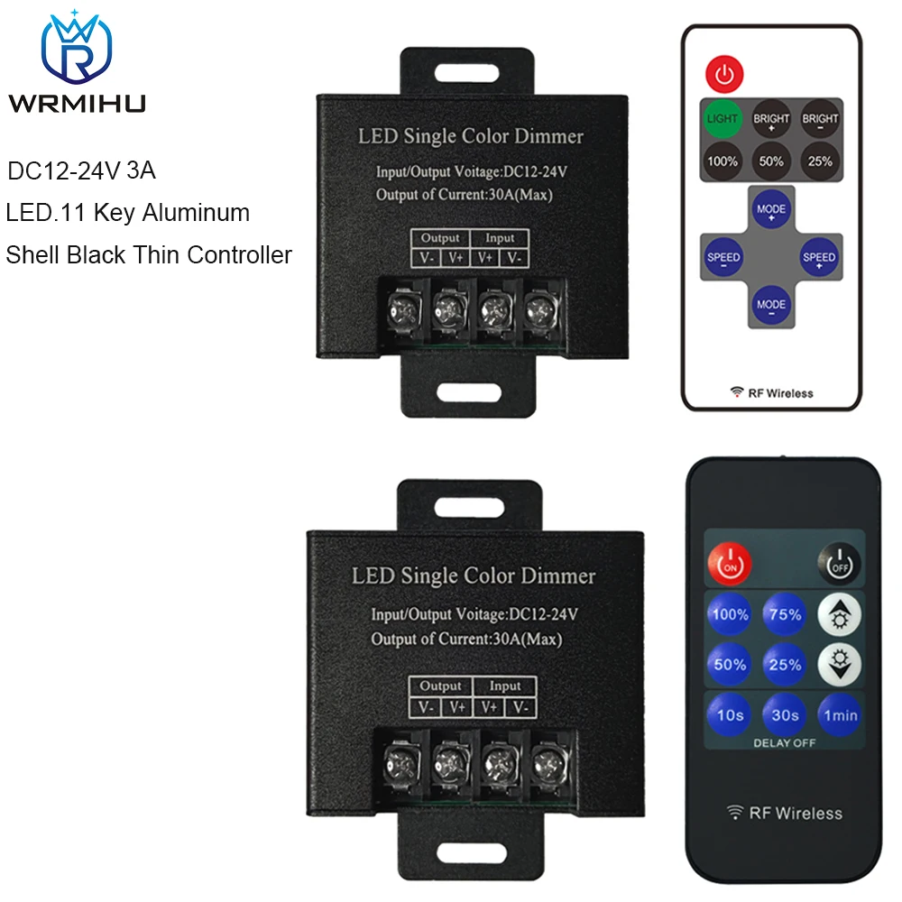 DC12-24V11key RF433 30A Aluminum Shell Controller 0-100 Dimmer for 5050  5630 2835 3528 Single color  LED light strip