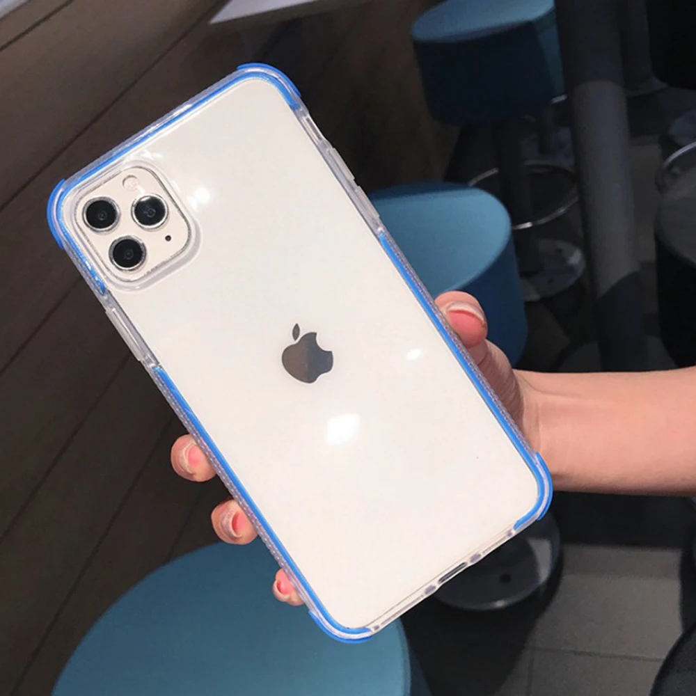 Двухцветный Прозрачный чехол для телефона iPhone 11 Pro 7 8 6 6S Plus X XR XS Max прозрачный