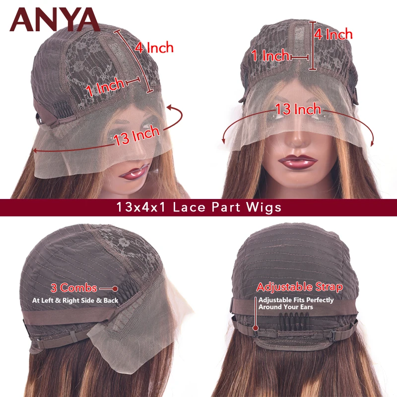 Женский парик с эффектом омбре Anya Wig 1b 4 27 из натуральных волос предварительно