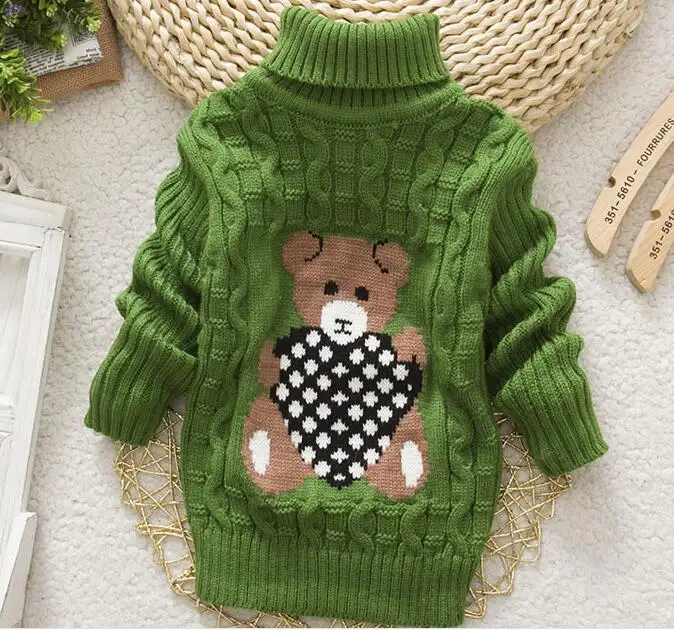 amy green bear MERI AMMI/Одежда для мальчиков и девочек; зимняя теплая водолазка с длинными рукавами; трикотажные толстовки с рисунком медведя для детей 2-9 лет; J722 - Цвет: amy green bear