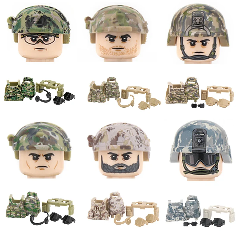 Военный армейский Камуфляжный шлем в джунглях строительные блоки американские