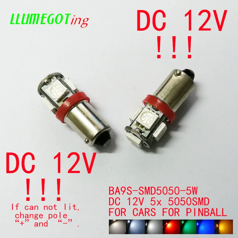100 шт. BA9S T4W #44 #47 светодиодный ная лампа 5 SMD 5050 красочные супер яркие 12 В