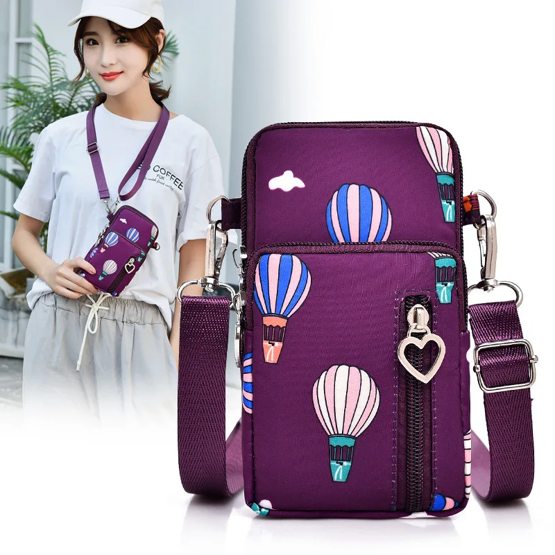

Mobile Phone Bag Female Diagonal Shoulder Bags Hanging Neck Vertical Shoulder Purse Multifunctional Bags Can Plug In Earphones