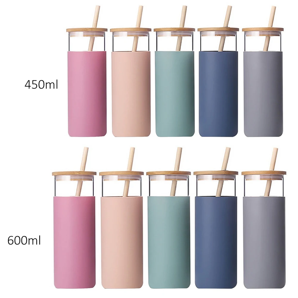 Портативная силиконовая стеклянная бамбуковая крышка 600 мл чашка для воды