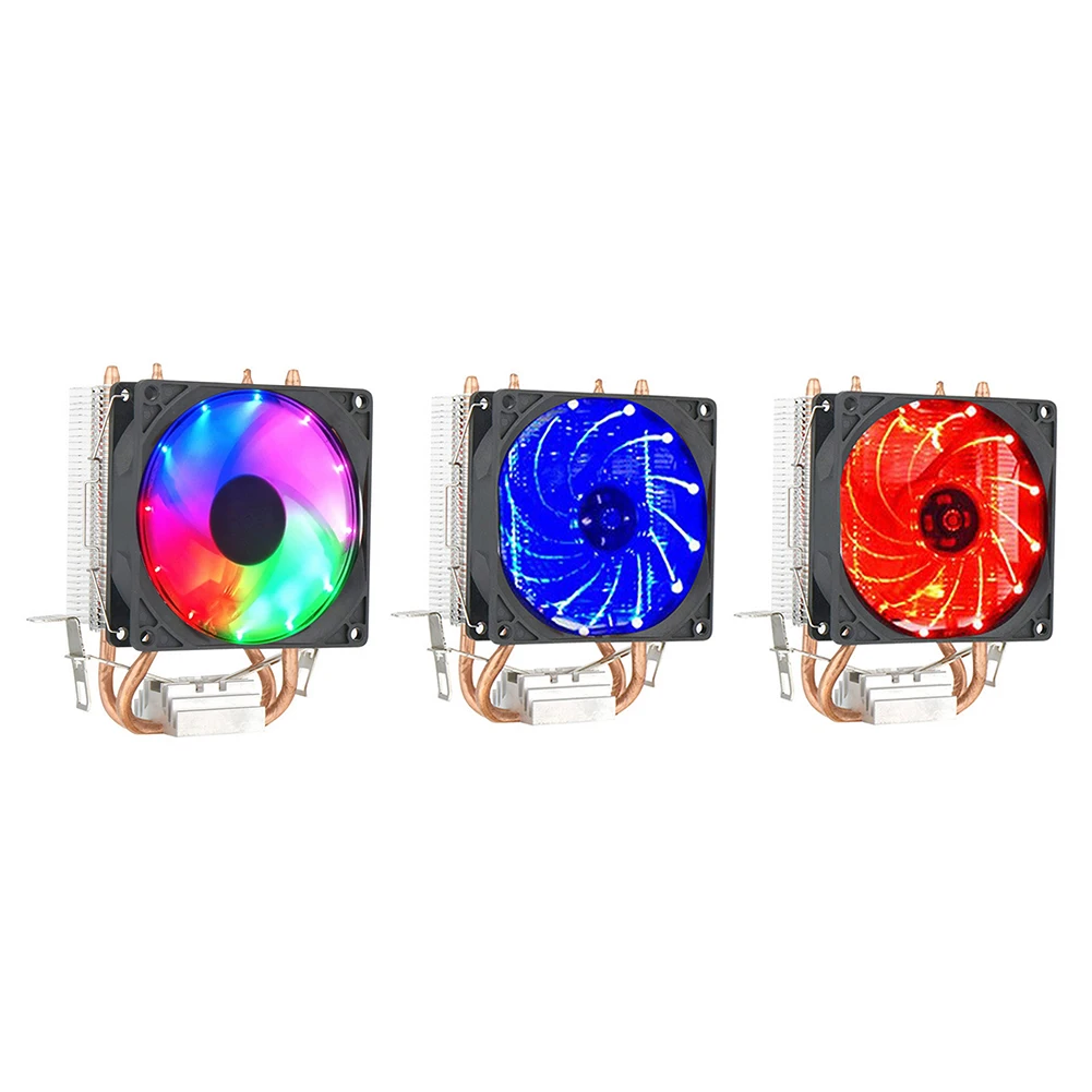 

9cm CPU Cooling Fan PC computer Ultra Silent LED Cooler Radiator 43CFM Dual Copper Heat Pipes CPU Cooling Fan for PC Computer