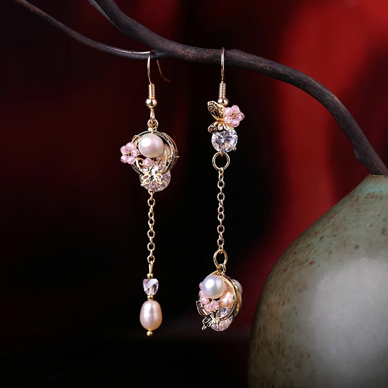 Серьги кисточки в китайском дворцовом стиле серебро 925 пробы|Серьги-подвески| |