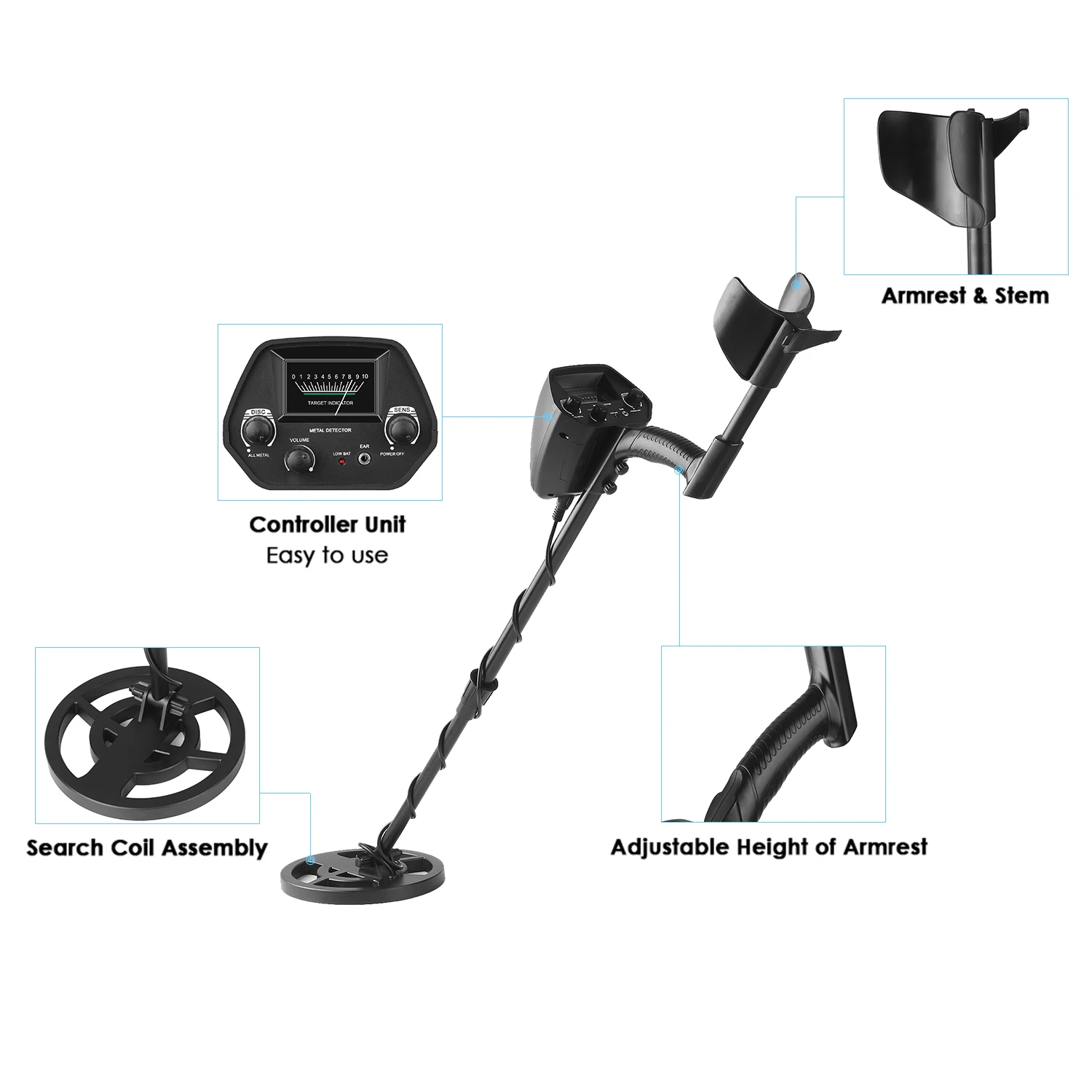 

Metal Detector Underground Gold Detector Metal Length Adjustable Treasure Hunter Seeker Portable Hunter Detector Finder Seeker