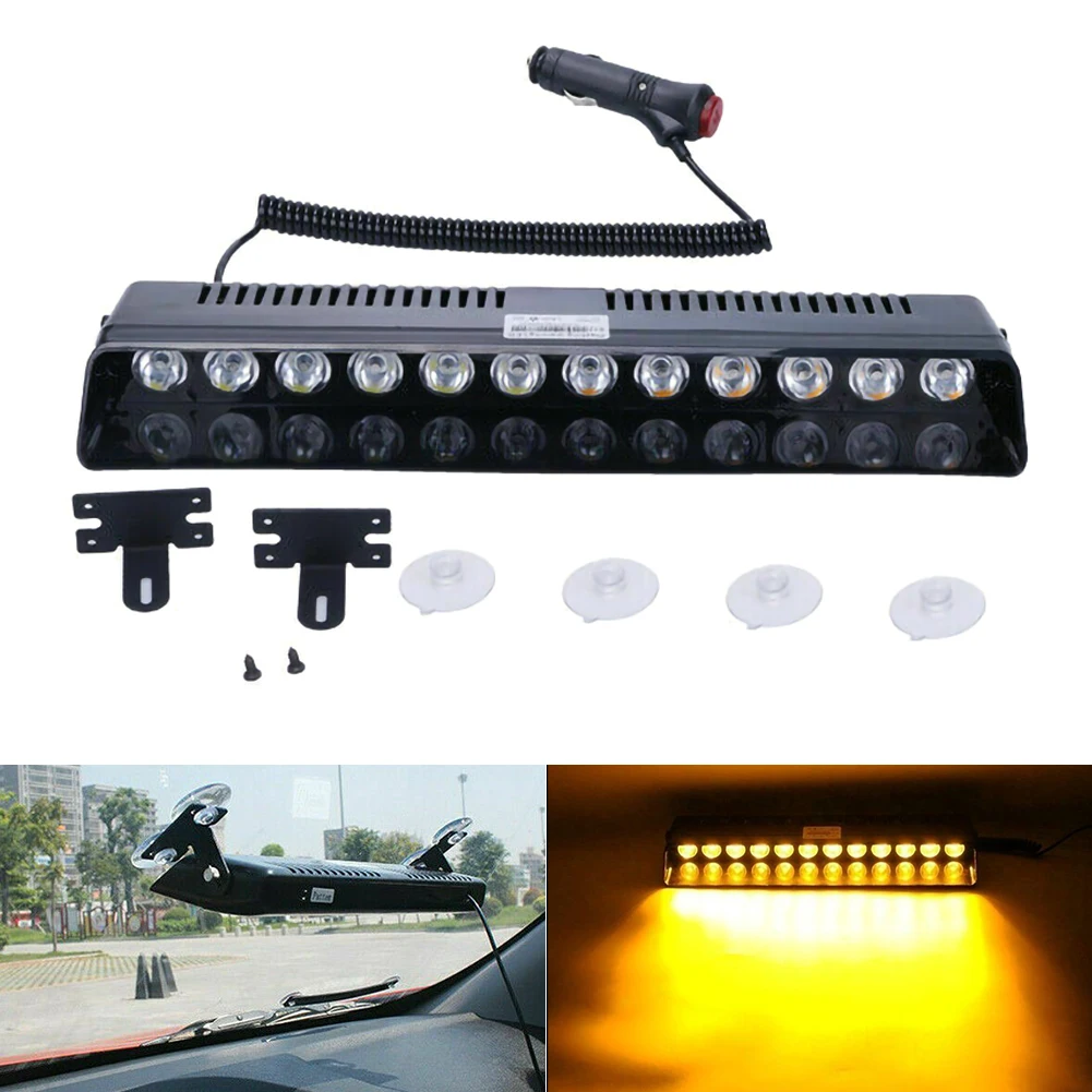 

Car Windshield LED Strobe Lights Flashing Dash Emergency Lamp Amber Warning 12V