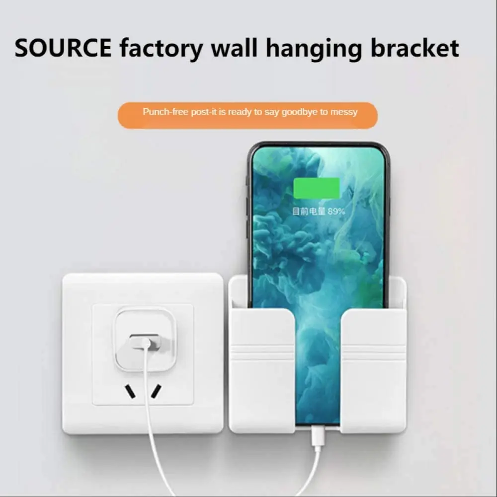 remote control mobile phone charging hanging holder multifunction wall mounted plug bracket storage box for home kitchen office free global shipping