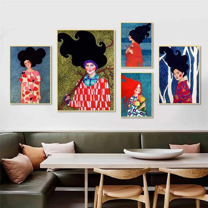 

Canvas Painting Handdraw Characters Modern Style Colorful Poster Print Wall Art Pictures for Living Room Bedroom Home Decor