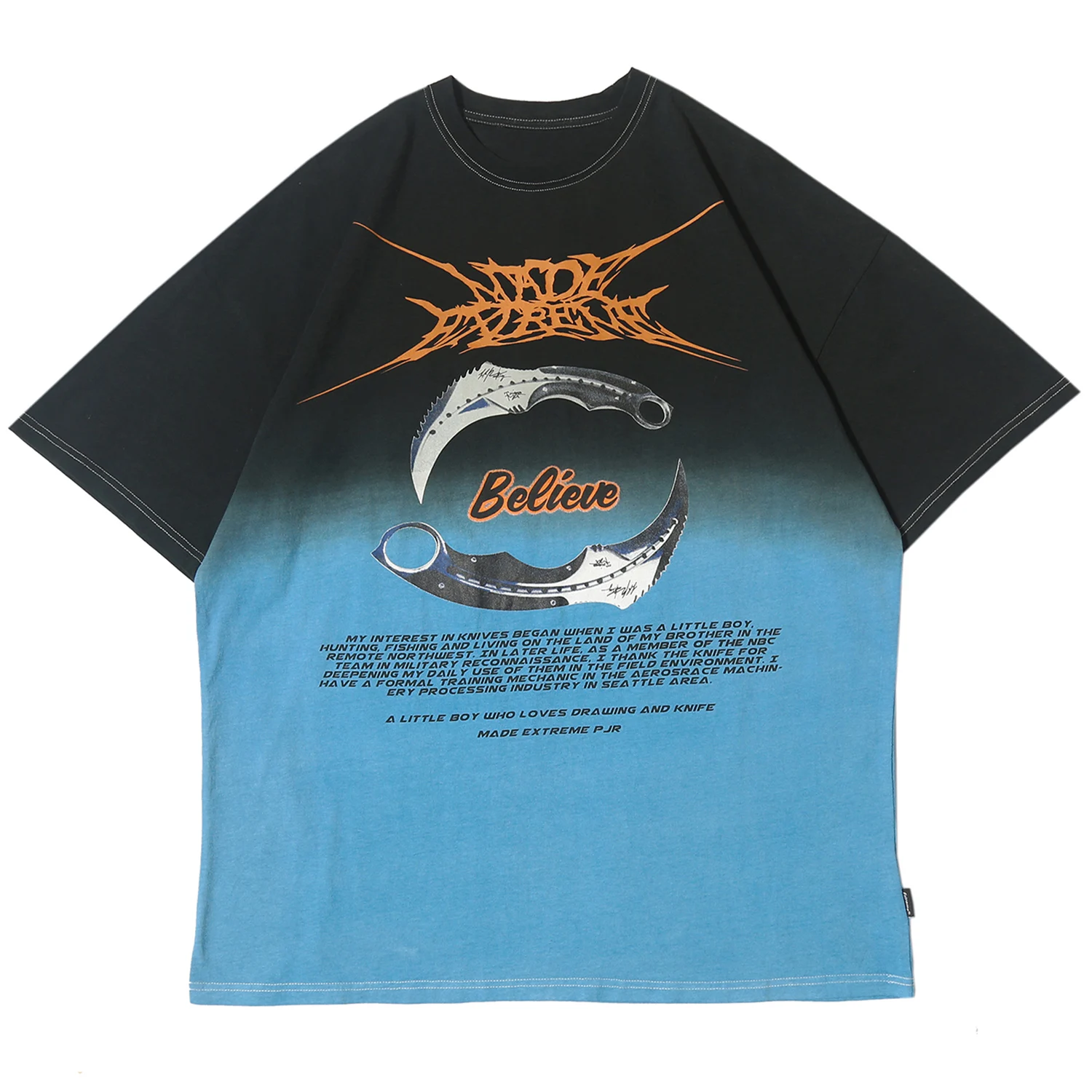 Футболка мужская с градиентным принтом и двумя ножами 2020 | Мужская одежда