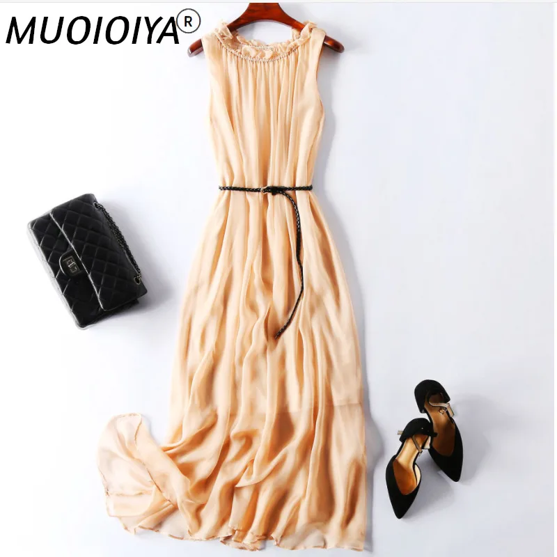 

Summer Dress Women Silk Long Dresses Sleeveless White Beach Dresses Maxi Party Dress Vestidos Verano 2022 Clothes LWL1526