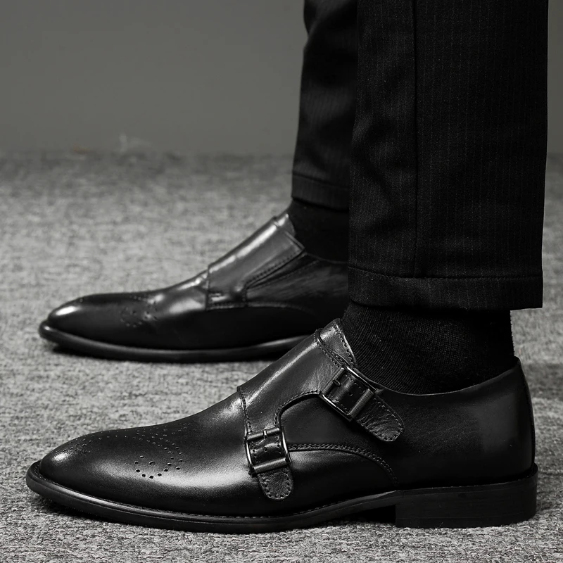 

Туфли-оксфорды мужские классические, натуральная кожа, на шнуровке, заостренный носок, Классическая формальная обувь для бизнеса/офиса/сва...
