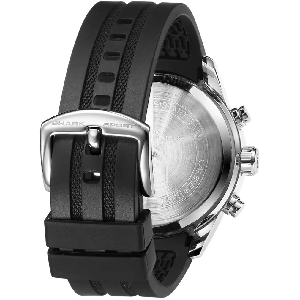 Часы наручные SHARK Мужские с автоматическим календарем резиновым ремешком