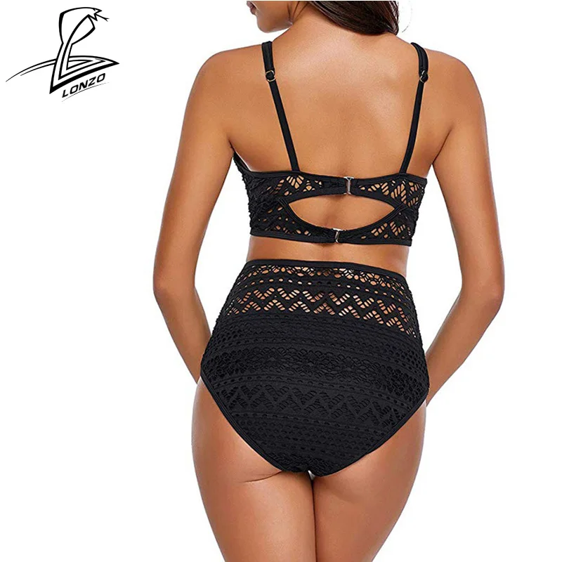 Женский кружевной купальник LONZO комплект из 2 предметов с высокой талией пуш-ап