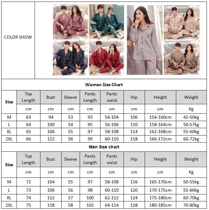 

Luxury Pajama suit Satin Silk Pajamas Sets Couple Sleepwear Family Pijama Lover Night Suit Men & Women Casual Home Clothing