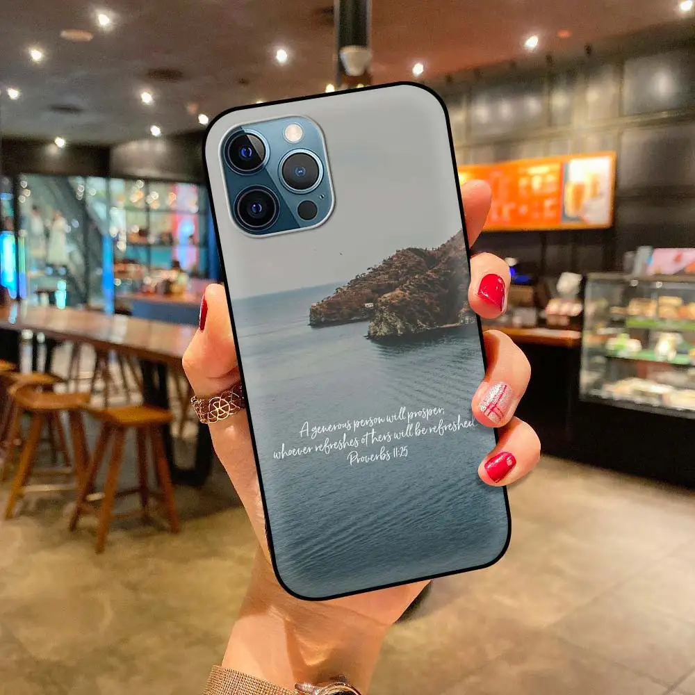 

Bible Verse Jesus Case For Apple iPhone 12 11 Pro 7 XR X XS Max 8 6 6S Plus SE 2020 5 5S Coque Black Shell Phone Covers