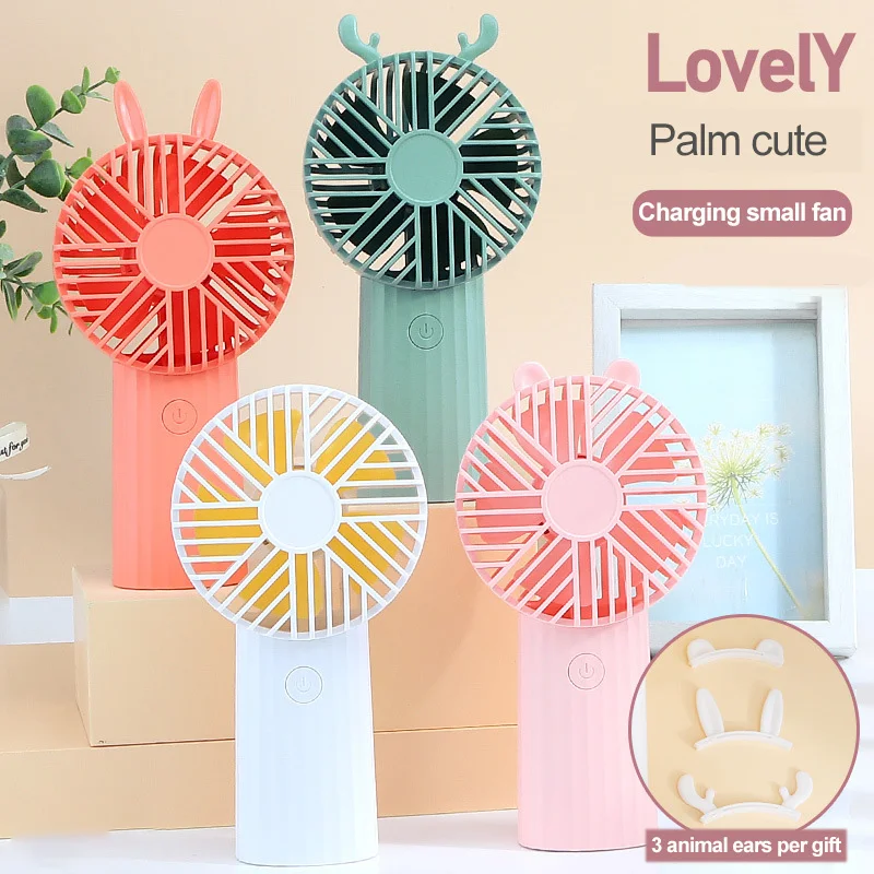 

Portable Mini Cute Handheld Fan USB Charging Home Office Mute Desktop Small Fan Two Gears Adjustable Outdoor Travel Cooling Fan