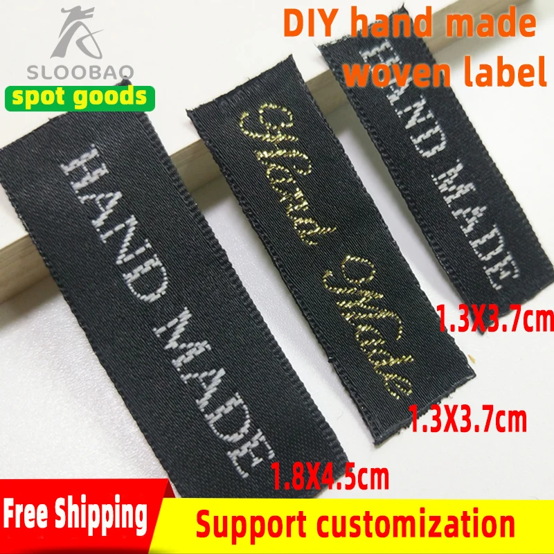 100 шт красный хлопковые тканые бирки ручной работы с буквенным рисунком Шлепанцы