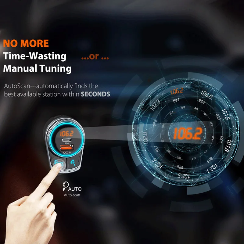 JaJaBor FM Transmitter Auto Scan USB QC3.0 PD Type C Fast Charging Car Charger Bluetooth 5.0 Handsfree Modulator | Автомобили и