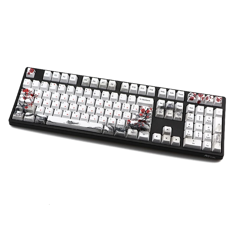 

Wangjiang Plum Blossom PBT Five sides Dye-subbed 110 Keys OEM Profile Russian Keycap for Diy Mechanical Keyboard Keycaps