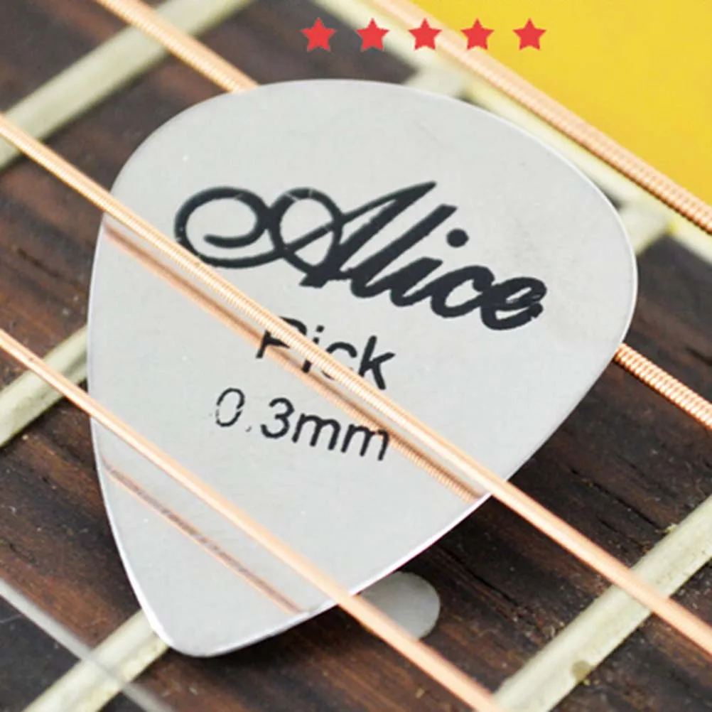 1 stück alice 03mm metall akustische elektrische gitarre bass rock pick durable edelstahl dünne vermittler guitarra mit 2 typ free global s