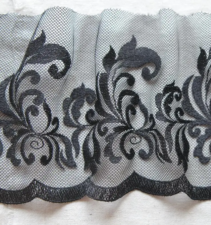 2 метра 14 см ширина черный цветок нигерийская вышивка сетка кружево африканский
