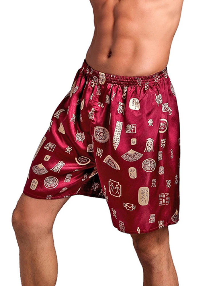 

New Arrive Mens Shorts Hip Hop Shorts Loose Smooth Silk Board Shorts Summer Cool And Refreshing Lounge Short Pants Boardshorts