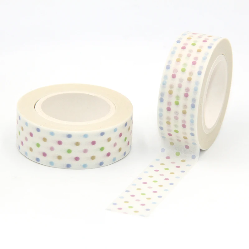 

New Arrival 1PC 15MM*10M Colorful Wave Point Washi Tape Wide Sticky Adhesive Tape Scrapbooking Album DIY Decorative Paper Tape