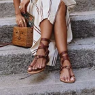 Сандалии Женские однотонные на плоской подошве, модные пикантные босоножки в стиле ретро, Повседневная пляжная обувь с ремешком с пряжкой, большие размеры, на лето