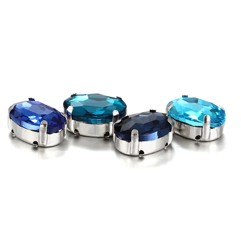 Pretty Fancy Blue Oval K9 Glass Rhinestones Vogue Strass Crystal With Copper Claws For Sew On Clothing Crafts Bags Dress | Дом и сад