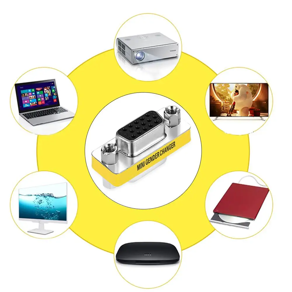 Женский и VGA HD15 Pin Gender Changer Мониторы проекторы разветвители KVM конвертер