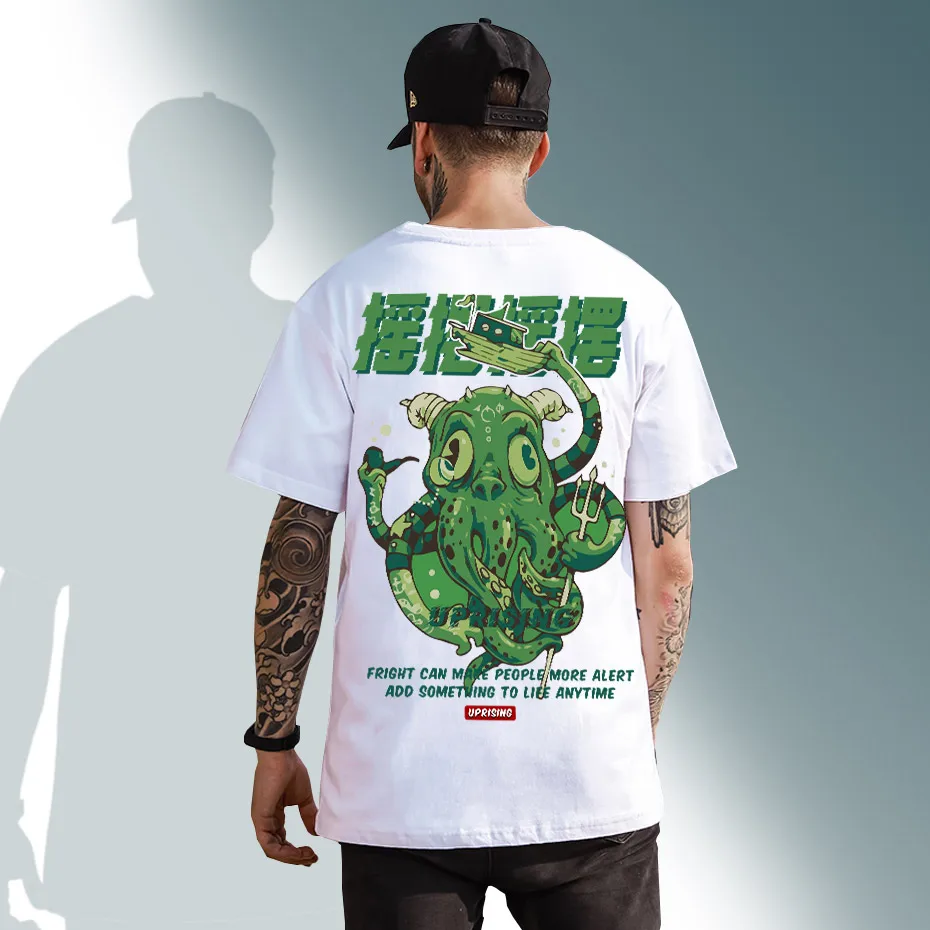 Футболка мужская в стиле хип хоп мультяшный принт осьминога Модная хлопковая