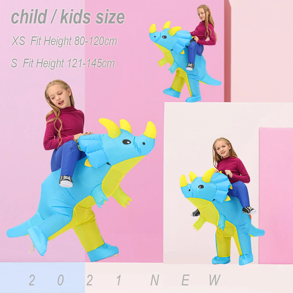 

New Kids Inflatable Dinosaur Costume Boys Girls Anime Triceratops Cosplay Caostume Carnival Party Suit Halloween Costume