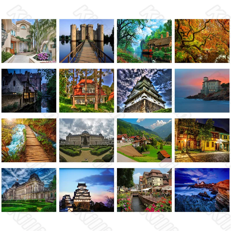 

Diy Diamond Decoration Painting Red House and Building River Square Diamond Round Diamond Customizable Wall Art Decoration