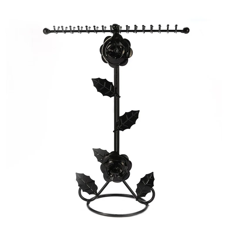 

Jewelry Storage Box Rose Decor Necklace Earrings Display Stand for Bracelets, Rings, Watches Jewelry Tools