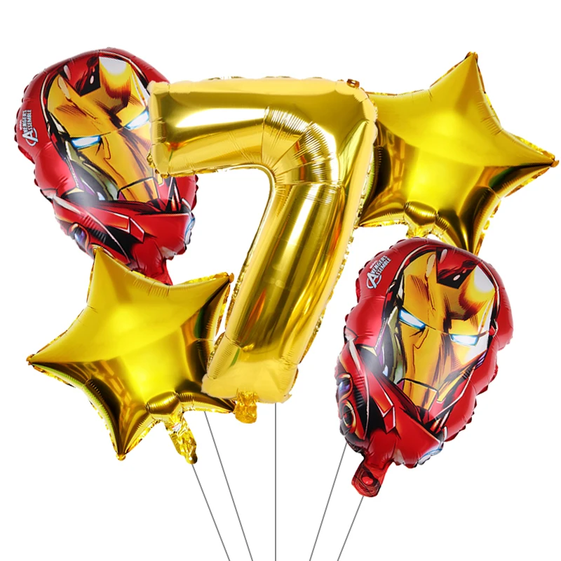 Воздушные шары 1 комплект паук Халк Железный человек капитан шары-цифры