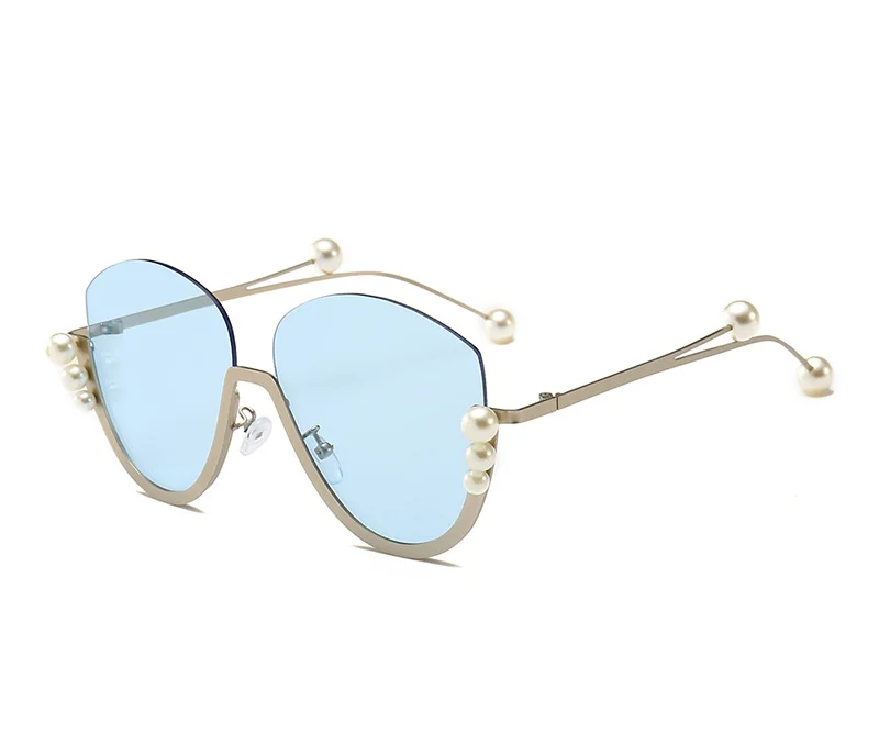

2021 New Pearl Rimless Sunglasses European and American Fashion Trends Street Shooting Outing Pearl Sunglasses UV400