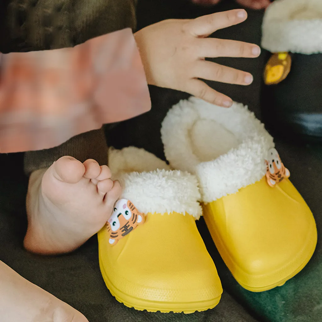 Детские теплые тапочки с подкладкой для мальчиков и девочек Водонепроницаемая