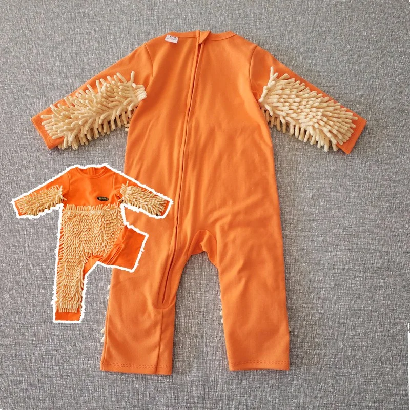 B Orange Zip Одежда для малышей, Практичный комбинезон для уборки пола, осенняя одежда для ползания, детская одежда, комбинезон из синели - Цвет: B Orange Zip