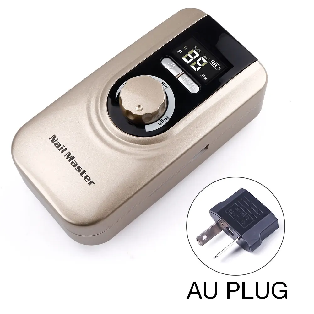 AU PLUG GOLDEN 35000 об/мин портативный маникюрный набор для маникюра, пилочка для ногтей, набор для маникюра с вилкой европейского стандарта, портативная шлифовальная машина для ногтей - Цвет: AU PLUG GOLDEN
