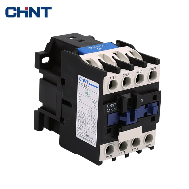 CHNT CJX2 3 kutuplu minyatür kontaktörler motor CJX2-3210(NO)/01(NC) 50HZ AC 380V,220V,127V,110V,48V,42V,36V,24V