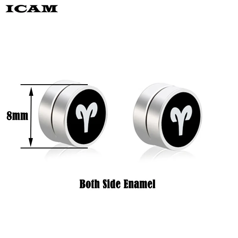 Серьги клипсы ICAM в стиле панк круглые магнитные заглушки из нержавеющей стали