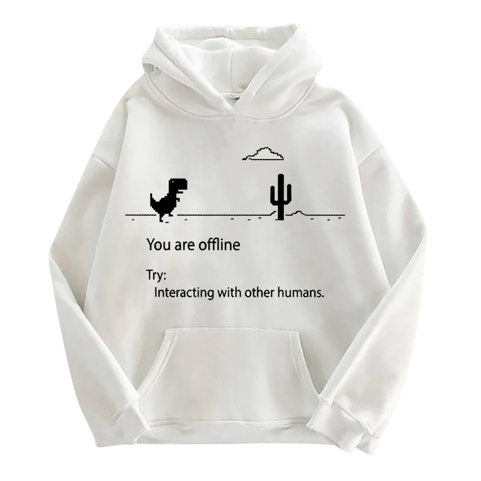 

SAGACE Women Hooded Sweatshirt Dinosaur Printed Shirt Hoodies Long Sleeve Casual Loose Plus Size Pullover With Pocket Harajuku