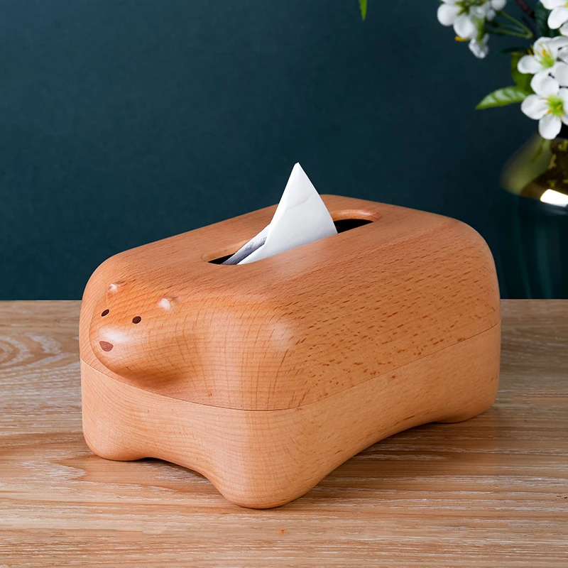 Деревянная коробка для салфеток миниатюрные фигурки животных домашний бумажный