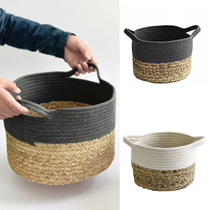 Противоударная заданяя из хлопчатобумажного каната корзина для хранения ручной