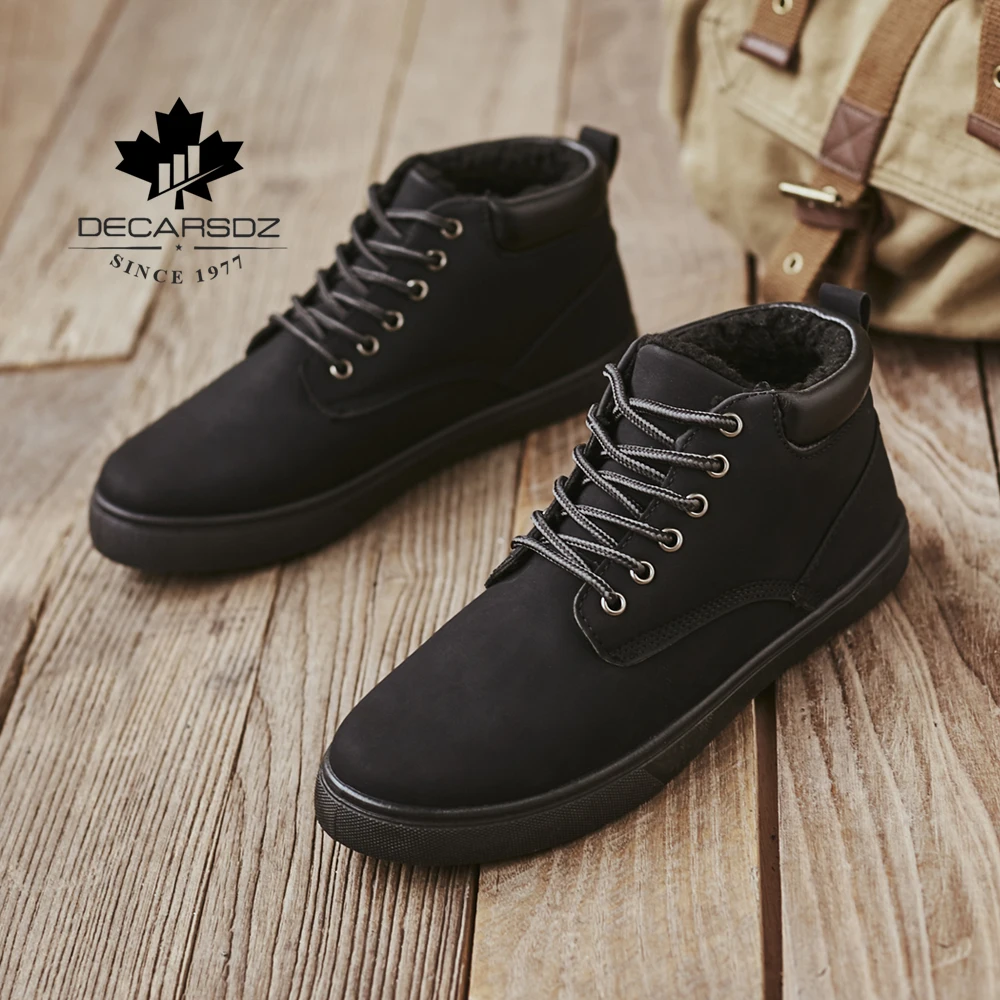 Men Warm Boots Man Winter Snow Boots Men Brand Fur Warm Ankle Botas hombre Male Casual Lace-up Luxury Leahter Men's Boots