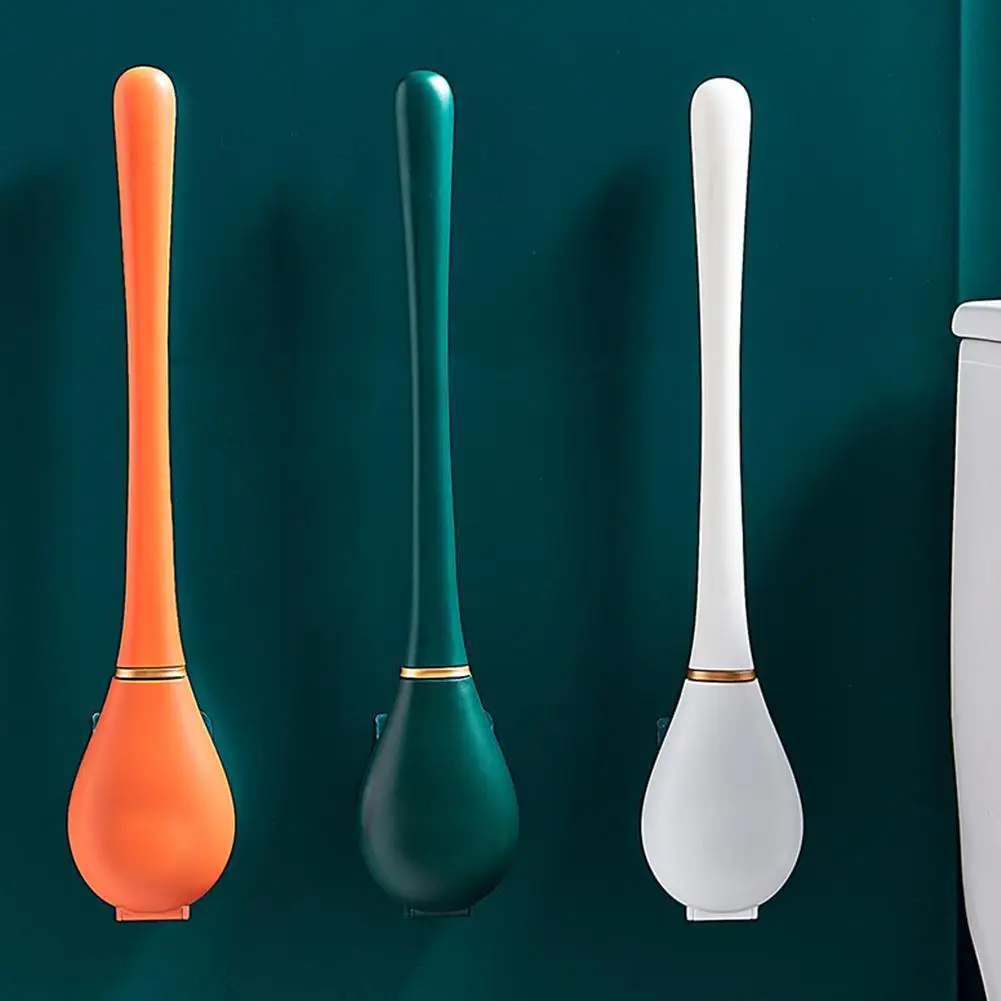 

3 Colors Silicone Brush Head Toilet Brush Wall-Mounted Automatic Opening And Closing Bathroom Cleaning Brush Set No Dead Corner