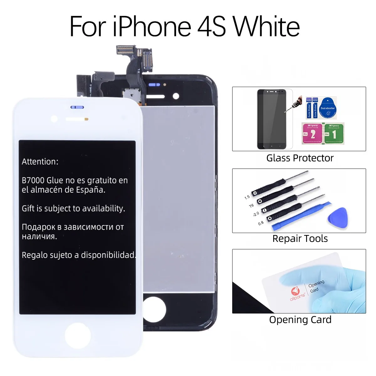 AAA OEM Дисплей для iPhone 5S LCD в сборе с тачскрином на рамке For iPhone 5 LCD for iPhone 4 4S 5C черный белый - Цвет: White for 4S